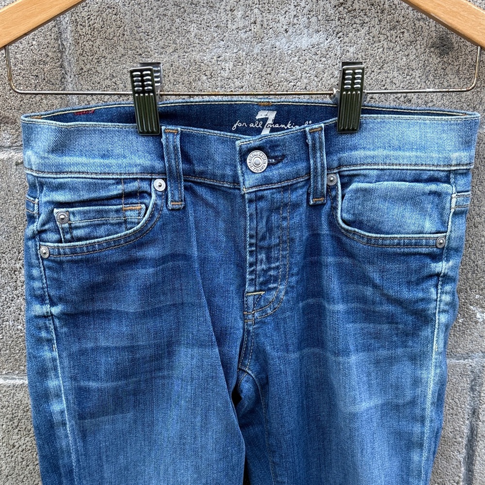 7 For All Mankind Skinny Jeans in Classic Blue - Picture 2 of 7